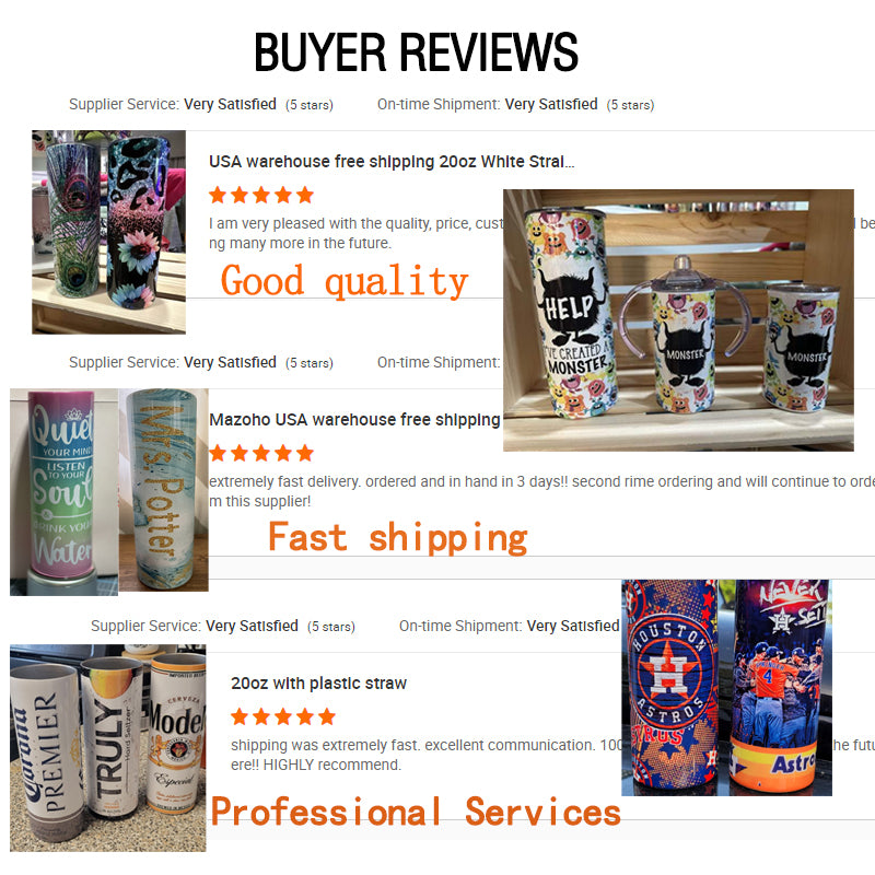 Mazoho Free shipping 25pcs carton 20oz Straight White Blank Sublimation Tumbler with straw and rubber bottom