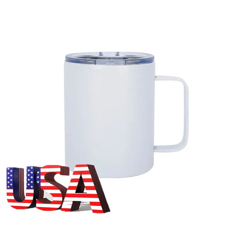 USA Warehouse 25Pack Blanks Beer Coffee Tumbler Mug Cups Double Wall Insulated 12OZ Sublimation Mug With Handle and Lid