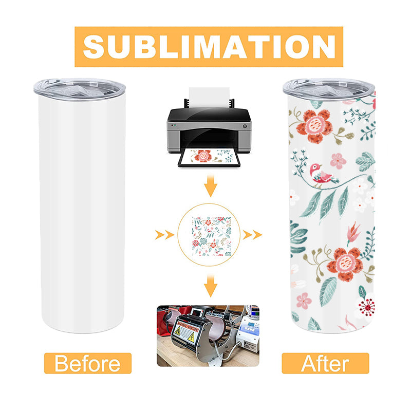 Mazoho Free shipping 25pcs carton 20oz Straight White Blank Sublimation Tumbler with straw and rubber bottom