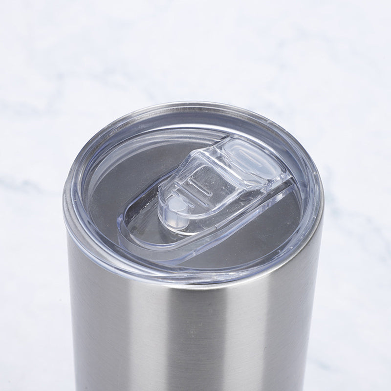 Mazoho 25pcs Wholesale 20oz Skinny Silver Color Straight Sublimation Blanks Stainless Steel Tumblers with metal Straw