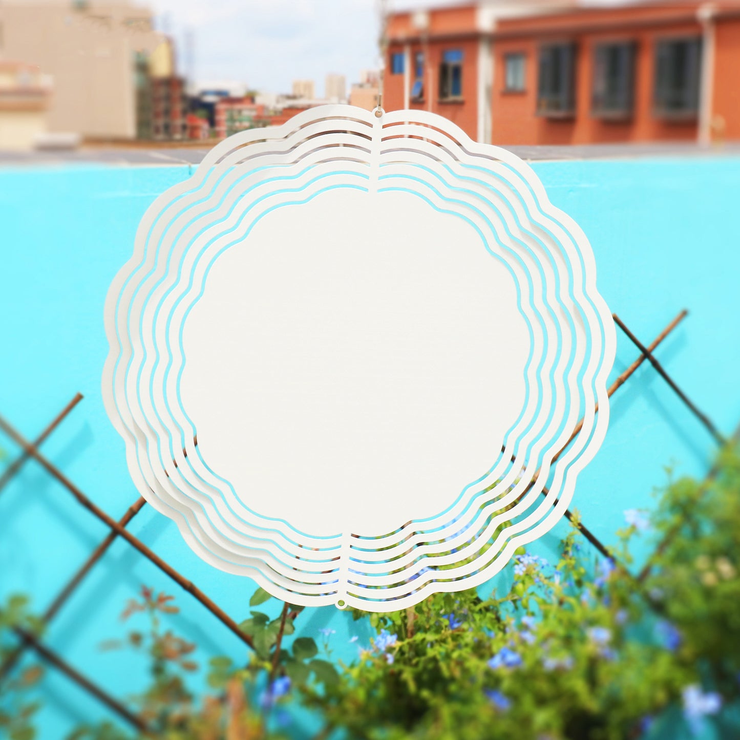 Mazoho 25pcs 10inch Aluminum metal wind spinner garden decoration double side white blank sublimation wind spinner